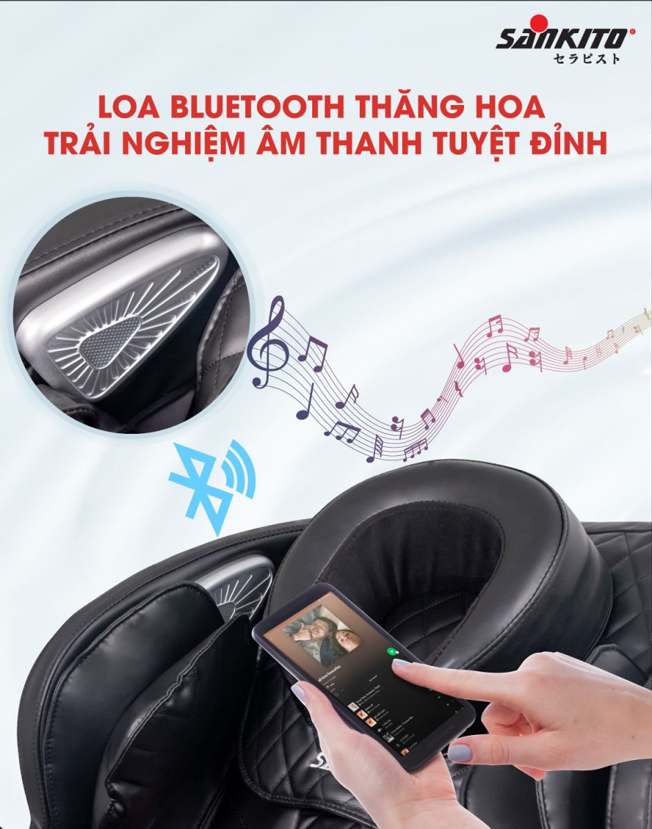 Ghế massage Sankito S-20 Loa bluetooth thăng hoa trải nghiệm âm thanh tuyệt đỉnh