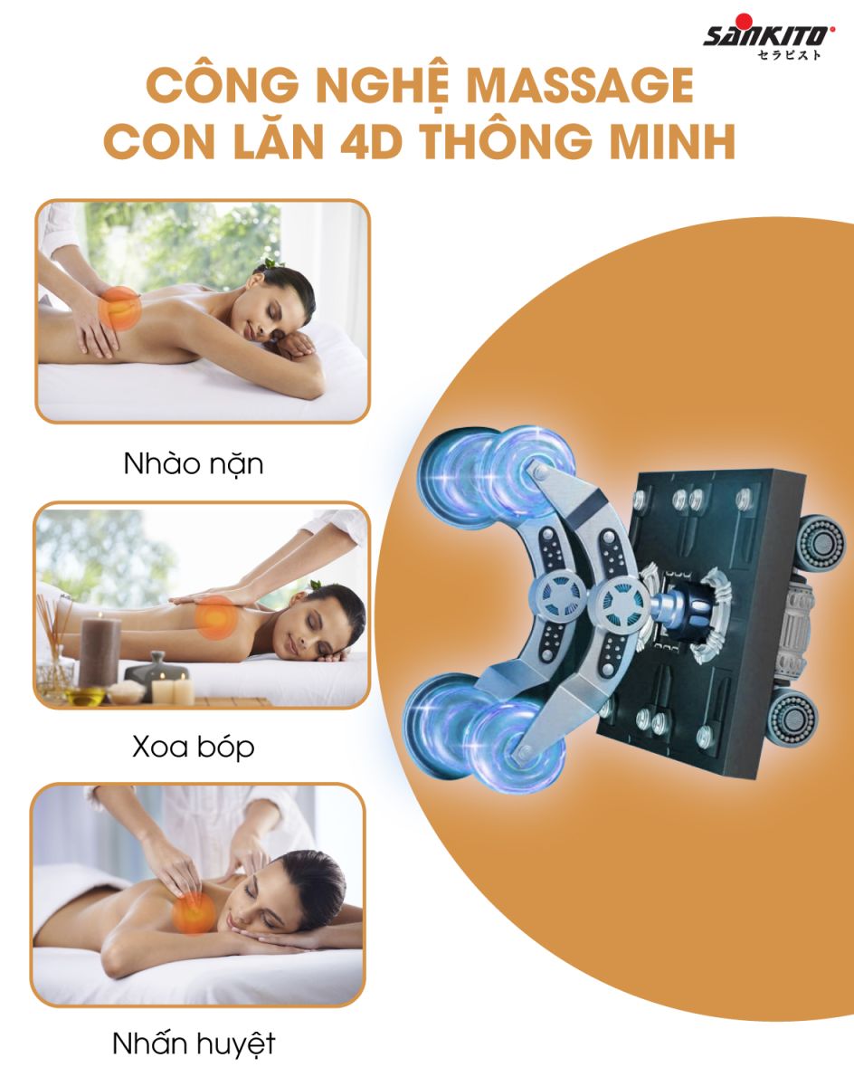 Ghế massage Sankito S-30 công nghệ massage 4D thông minh 