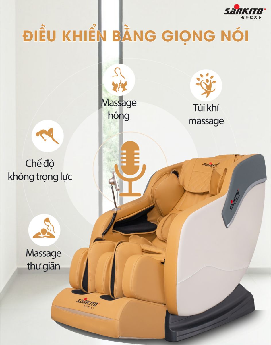 Ghế massage Sankito S-30 Chức năng điều khiển bằng giọng nói