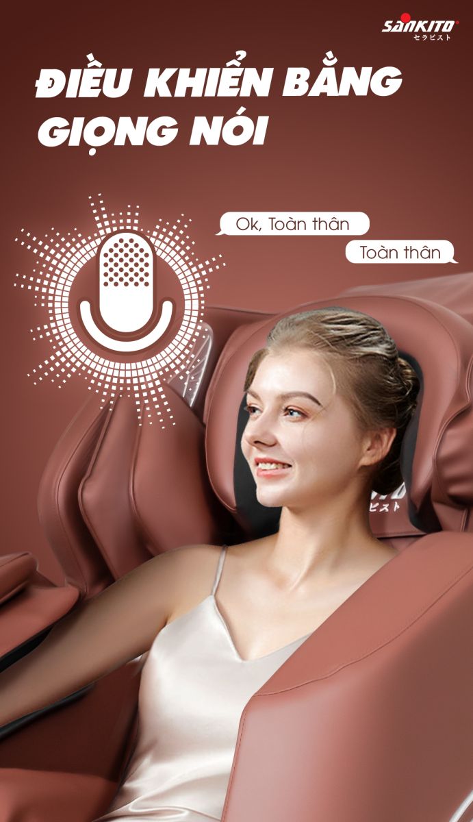 Ghế massage Sankito S-35 Plus điều khiển bằng giọng nói thông minh