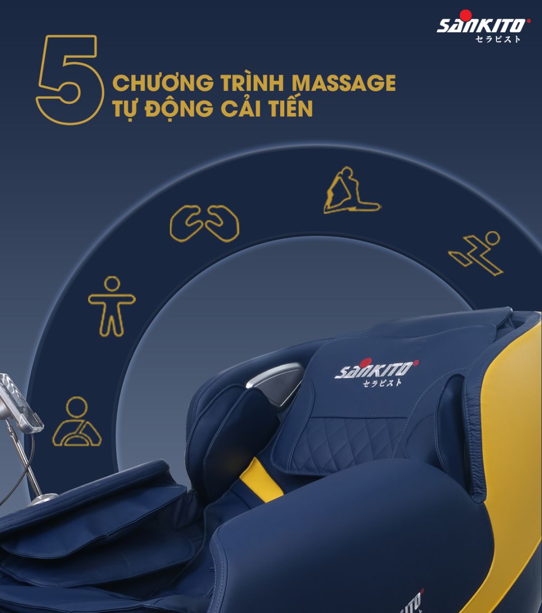 Ghế massage Sankito S-40 5 chương trình massage tự động cải tiến