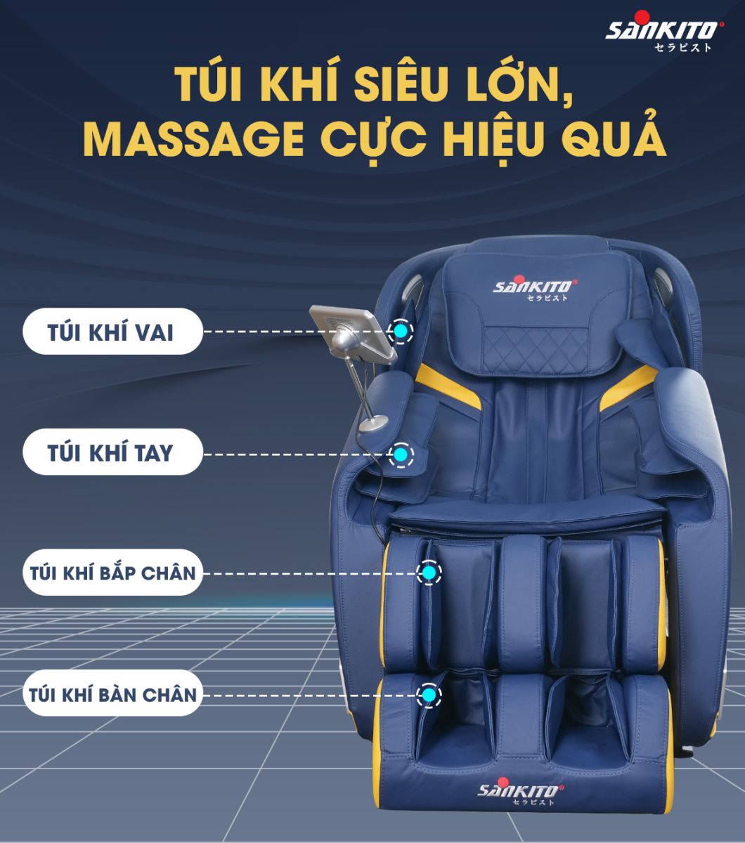 Ghế massage Sankito S-40 Túi khí siêu lớn, massage cực hiệu quả