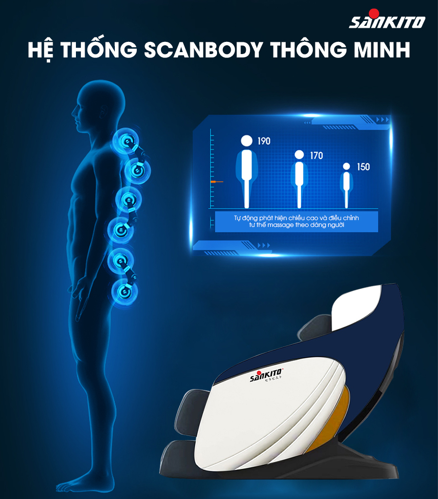 Ghế massage Sankito S-50 Hệ thống Scanbody thông minh