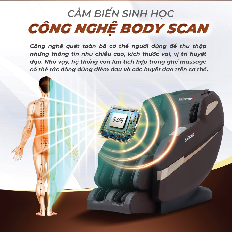 Ghế massage Sankito S-566 có công nghệ scan body hiện đại