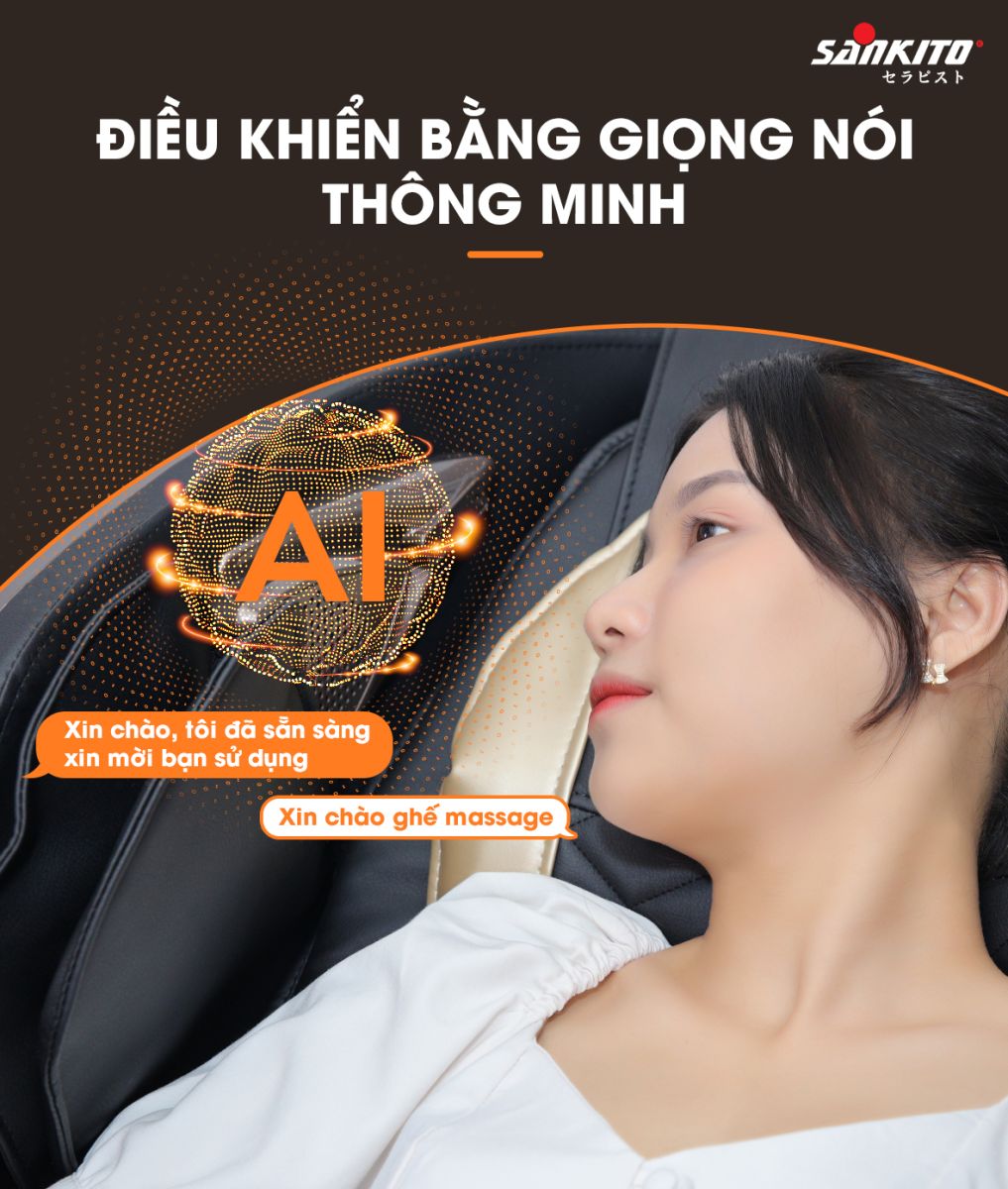 Ghế massage Sankito S-70 Điều khiển bằng giọng nói siêu nhạy