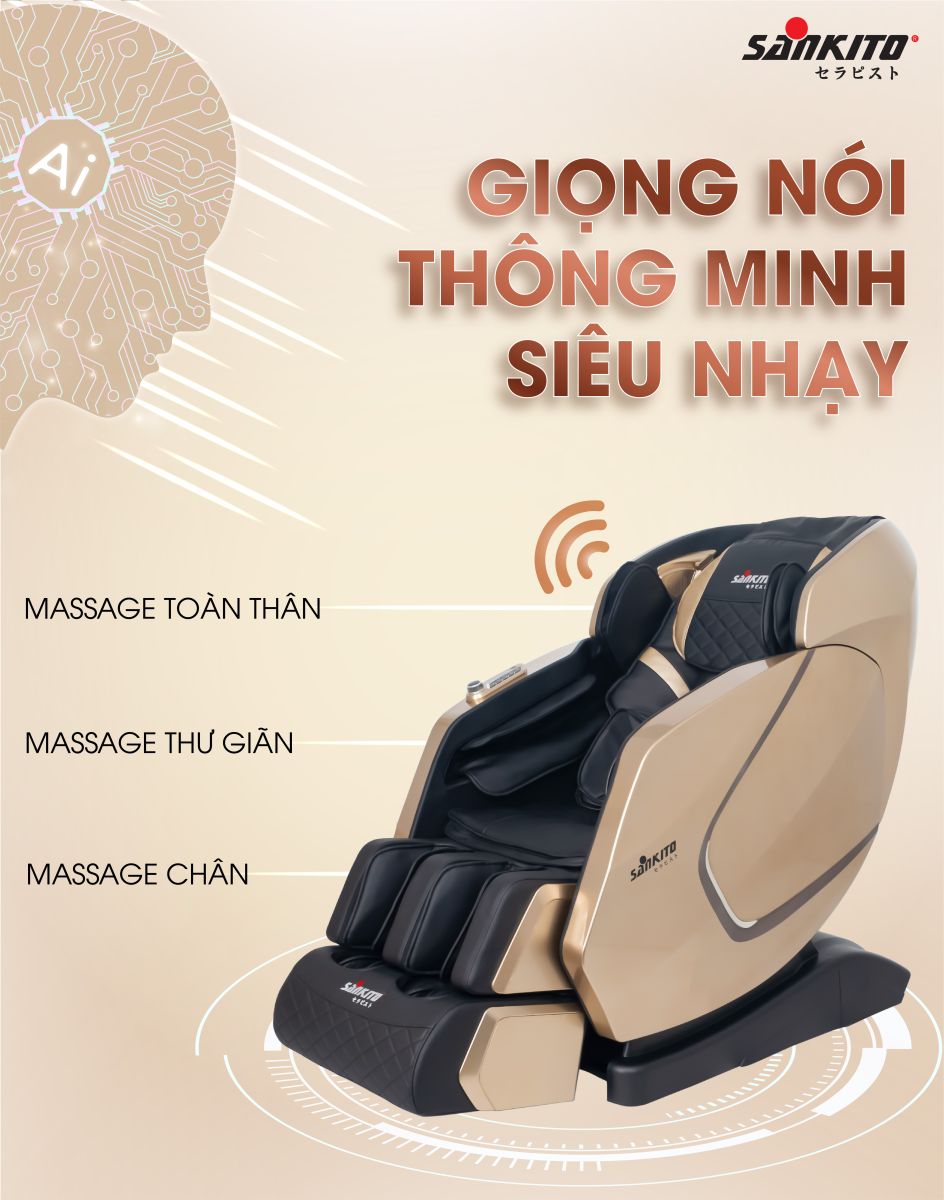 Ghế massage Sankito S-70 Điều khiển bằng giọng nói siêu nhạy