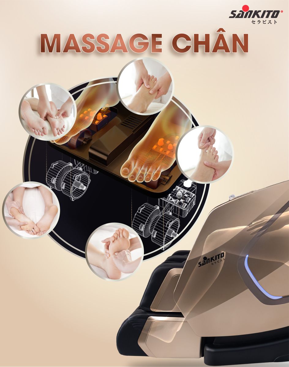 Ghế massage Sankito S-70 Thư giãn đôi bàn chân nhờ khả năng massage ưu việt