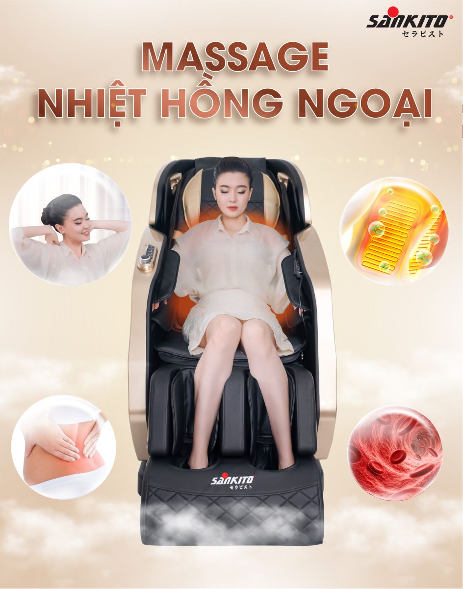 Ghế massage Sankito S-70 Massage nhiệt hồng ngoại 3 cấp độ
