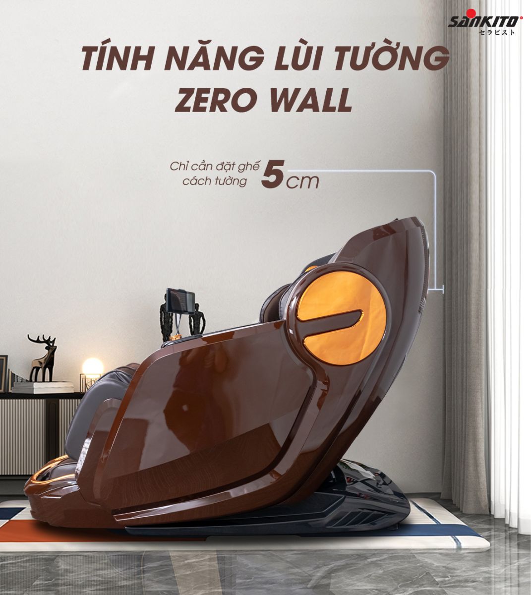 Ghế massage Sankito S-750/379 Tính năng lùi tường Zero Wall