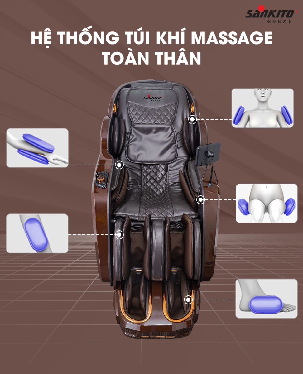 Ghế massage Sankito S-750/379 túi khí massage toàn thân