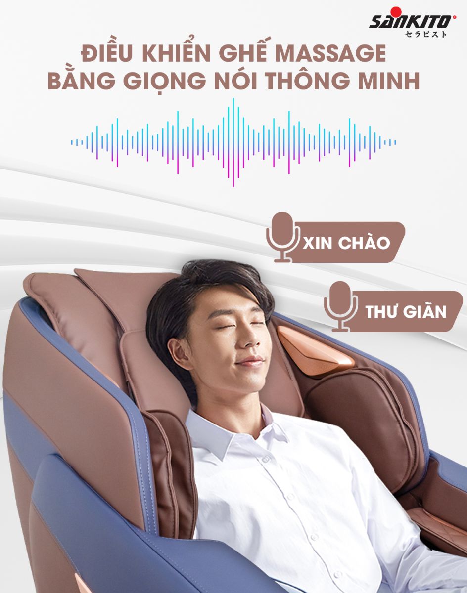 Ghế massage Sankito S-77 Điều khiển ghế massage bằng giọng nói thông minh