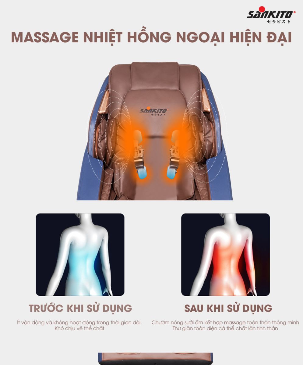 Ghế massage Sankito S-77 Massage nhiệt hồng ngoại hiện đại