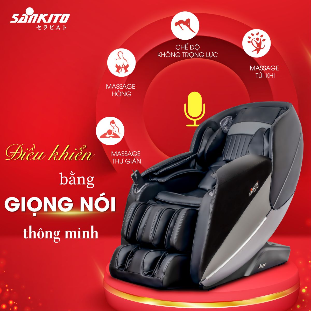 Ghế massage Sankito S-80 Chức năng điều khiển bằng giọng nói