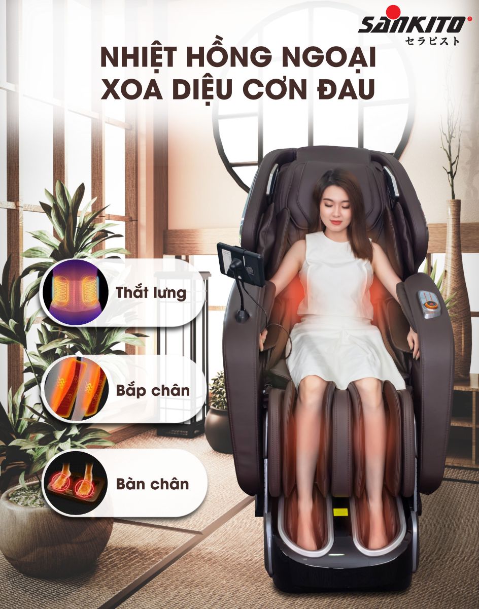 Ghế Massage Sankito S-89 Massage nhiệt hồng ngoại xoa dịu cơn đau