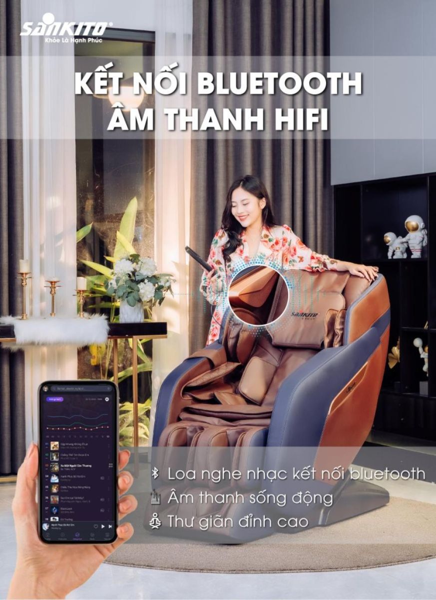 ghế massage Thái Bình Kết nối nghe nhạc với Bluetooth